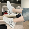 Miniatyrbilde 2 av 5: Damesko Gåsko Flats Damer Pustende Anti-lukt Sneakers Gave Til Jul Bursdag Nyttår Gray 39