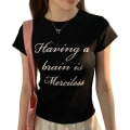 Miniatyrbillede 1 af 5: Dame Kortærmet T-shirt Bogstav Print Skjorter Casual Slim Fit Crop Top Til Hjemme Date Party Arbejde Black cotton M