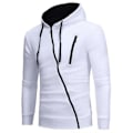 Miniatyrbillede 1 af 2: Herre Slim Fit Hættetrøjer Jakke Casual Sport Langærmet Lynlås Hættetrøjer Overbeklædning White 2XL