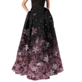 Miniatyrbillede 1 af 5: Dame Elastisk Talje Blomsterprintet Plisseret Stor Kant A-linje Maxi Nederdel Pink XL