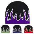 Miniatyrbild 3 av 5: Tjock varm öronprotektion mössa hatt män vinter flamma tryck ridning stickad hatt kostym tillbehör Blue