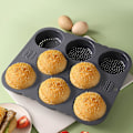 Miniatyrbillede 3 af 5: 8 Huls Hamburgerbolleform Bageplade Husholdningsbrød Fremstillingsværktøj Til Boller Loave Grey