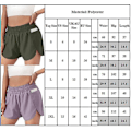 Miniatyrbilde 2 av 2: Elastiske lagdelte yogashorts for kvinner, sommer, avslappet, løse, ensfargede sportsshorts Grey M