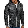 Miniatyrbilde 3 av 5: Herre Colorblock Langermet Hettegenser Sport Fritid Glidelås Hettejakke Yttertøy Med Lommer Black Grey L