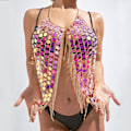 Miniatyrbillede 5 af 6: Pailletter Kvaster Kropskæde BH Mavedans BH Rave Festival Party Strandmode Clubwear Tilbehør Til Kvinder Og Piger blue