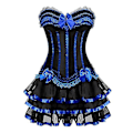 Pikkukuva 1 / 5: Naisten seksikkäät korsetit Overbust-korsetti ja hame setti Tutu Corselet S-6xl Blue L