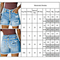 Miniatyrbild 5 av 5: Kvinnor Hög Midja Denim Shorts Multi Button Destroyed Hot Pants Sommar Semester Short Pants XL