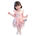 Miniatyrbild 2 av 3: Jingdong 4-8 År Flickor Enhörning Sommar Prinsessklänning Pink 6-7 Years