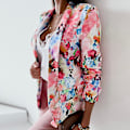 Miniatyrbillede 4 af 5: Dame Tie Dye Business Jakker Casual Efterårsfrakke Blomsterprint Blazere Pink M