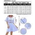 Miniatyrbilde 5 av 5: Sommer Casual Kjole For Kvinner V-hals Sommerfuglermer Kjole Tunika Ruffle Mini Kjole Light Blue XL