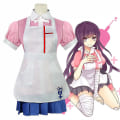 Miniatyrbilde 1 av 5: Mikan Tsumiki Cosplay Party Kostymesett Skjorte+skjørt+forkle+sløyfe Maid Uniform Antrekk Sett Gaver L