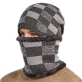 Miniatyrbillede 2 af 3: Tartan Hue med Fleecefor Herre Ski Hue Snood Halstørklæde Halsedisse Sæt Grey - Hat and Scarf