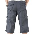 Miniatyrbild 3 av 4: Herr 3/4 Lång Längd Elastiska Shorts Midja Cargo Combat Tre Kvarts Byxor Dark Grey XL