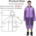 Miniatyrbillede 3 af 5: Genanvendelig regnfrakke til voksne, unisex nødregnfrakke, regnfrakke med hætte og snøre purple XL