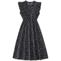 Miniatyrbillede 1 af 5: Dame Polkaprikket Kjole Plus Size Print Lang Kjole Til Strandbrug Black And White Heart S