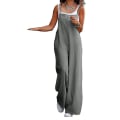 Miniatyrbilde 1 av 4: Plus Size Dame Bomull Lin Buksedress Jumpsuit Playsuit Vide Ben Overalls Bukser Gray 5XL