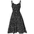 Miniatyrbillede 3 af 5: Dame Sommer Prikket Midi Kjole Ferie Bælte Strand Swing Løs Sommerkjole Black XL