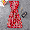 Miniatyrbillede 5 af 5: Dame Polkaprikket Kjole Plus Size Print Lang Kjole Til Strandbrug Red And White Heart L