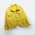 Miniatyrbilde 5 av 5: Dame Vår og Høst Jakker Varm Ensfarget Langermet Denimjakke Yttertøy Yellow S