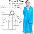 Miniatyrbillede 3 af 5: Genanvendelig regnfrakke til voksne, unisex nødregnfrakke, regnfrakke med hætte og snøre blue XL