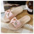 Miniatyrbillede 2 af 2: Søde sløjfe slippers til kvinder, afslappede sommer flade skridsikre sandaler til hjemmet R Pink 36