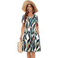 Miniatyrbillede 2 af 5: Dame Sommerkjole T-shirt Strand Sommerkjole Afslappet Plus Size Løs Swing Kortærmet Løs Tunika S-2xl M
