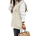 Miniatyrbillede 2 af 4: Dame Sweater Vest Dame Oversized V-hals Ærmeløse Sweaters beige S