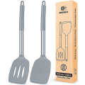 Miniatyrbild 1 av 5: 2-pack silikon stekspade, non-stick slitsad köksspatel, hög värmebeständig BPA-fria köksredskap, idealisk köksutrustning för fisk, ägg, pannkakor grey