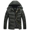 Miniatyrbillede 2 af 5: Herre Vinter Vatteret Foret Puffer Jakke Frakke Fleeceforet Overtøj Army Green 4XL