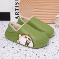 Miniatyrbillede 1 af 5: Dame Hjemmesko Nye Vinter Hjemmesko Pige Varm Indendørs Soveværelse Slides Tegneserie Bjørn Bomuldssko Vandtætte Skridsikre Hjemmesko B-green 35-36(fit size34-35)