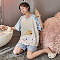 Pikkukuva 4 / 5: Sanrios Kawaii Cinnamoroll Sarjakuva Puuvilla Pyjama Lyhythihaiset Shortsit Ohut Söpö Kotivaatesetti Voidaan Käyttää Ulkona XL Cinnamoroll