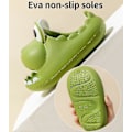 Pikkukuva 3 / 3: Lasten dinosaurus kotitossut, pehmeäpohjaiset varpaat peittävät hengittävät tossut green 26-27