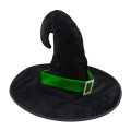 Miniatyrbild 5 av 5: Halloween Böjt Horn Hatt Partyhatt Häxhatt Trollkarlshatt Garnhatt Tryckta Pumpor Hatt Svart Tipp Hatt Green Webbing  Silver Buckle Angled Cap
