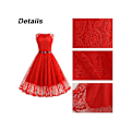 Miniatyrbild 5 av 5: Dam Klänning Spets Retro Rockabilly Midi 50-tals 60-tals Kväll Fest Swing Sommarklänning Red XL