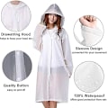 Miniatyrbillede 2 af 5: Genanvendelig regnfrakke til voksne, unisex nødregnfrakke, regnfrakke med hætte og snøre white XL