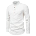 Miniatyrbilde 1 av 2: Herre Ensfarget Band Collar Skjorte Casual Business Langermet Knapper T-skjorte Pullover Topper White 2XL