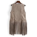 Miniatyrbilde 2 av 5: 1970-talls Dame Dusk Ermeløs Jakkevest 70-talls Hippie Imitert Semsket Skinn Vest Jakke Cardigan Beige 3XL