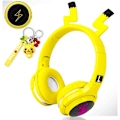Pikkukuva 2 / 5: Lasten pelikuulokkeet mikrofonilla, LED-valo, kokoontaitettavat stereo $ Lasten kuulokkeet Bluetooth-stereokuulokkeet mikrofonilla kokoontaitettavat $ Lasten Ste Pikachu yellow