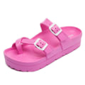 Miniatyrbilde 1 av 5: Uformelle ensfargede plattformsandaler for kvinner, lette sklisikre strandsko for daglig bruk Pink 40