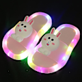 Miniatyrbillede 1 af 5: Nye Mode Hjemmesko Tegneserie Led Flip Flops Søde Sko Skridsikre Børnesko Unisex Pink-Rabbit 32-33