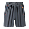 Miniatyrbild 1 av 5: Herrshorts med dragkedjefickor Tvättbara stretchbyxor för fitness gymkläder Grey 4XL
