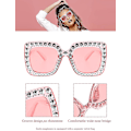 Miniatyrbilde 4 av 5: Oversized Firkantede Glitrende Solbriller Retro Tykk Innfatning