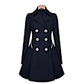 Miniatyrbild 2 av 3: Dam Trenchcoat Dubbelknäppt Klassisk Kavajslag Kappa Slim Ytterkläder Khaki Blue M