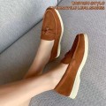 Miniatyrbilde 3 av 5: Semsket Skinn Slip-on Ballerinasko for Vår og Høst, Sklisikre Komfortable Løpesko for Kvinner, Hverdagsbruk Brown 41