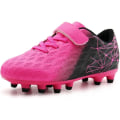 Miniatyrbilde 1 av 5: Fotballsko for barn, faste knotter, gutter, jenter, atletiske utendørssko Pink black 28
