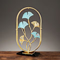 Miniatyrbild 2 av 5: Gyllene Ginkgoblad Skrivbordsdekoration Kreativ Heminredning Järnhantverk Dekoration För Sovrum Sängbord Ginkgo Biloba Black Lamp Base