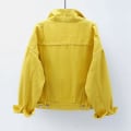 Miniatyrbilde 4 av 5: Dame Vår og Høst Jakker Varm Ensfarget Langermet Denimjakke Yttertøy Yellow XXL
