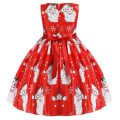 Miniatyrbilde 3 av 4: Jenter Juleprint Ermeløs Prinsesse Ballkjole Ballkjole Julebord Swing Kjole Red 3-4 Years