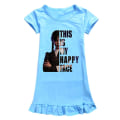 Miniatyrbillede 1 af 2: Wednesday Addams Print Børne Pige T-shirt Kjole Sommer Afslappet Kortærmet Pyjamas Kjoler Light Blue 11-12 Years