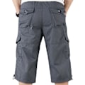 Miniatyrbild 3 av 3: Herr 3/4 Lång Längd Elastiska Shorts Midja Cargo Combat Tre Kvarts Byxor Dark Grey 2XL